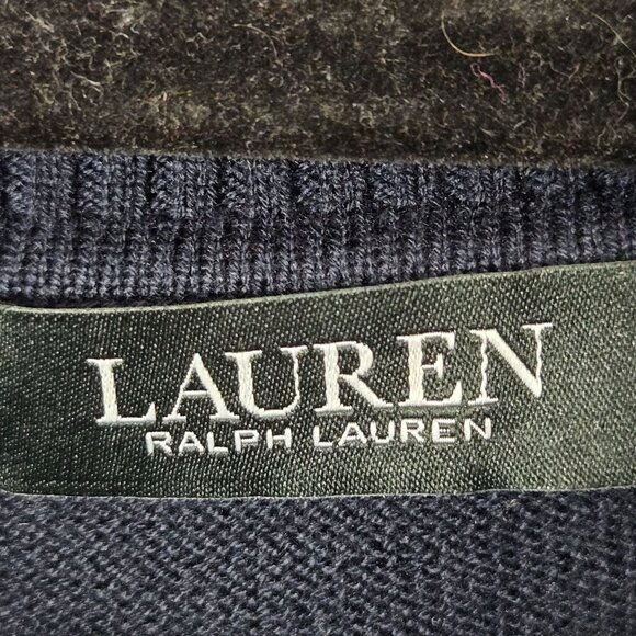 Lauren Ralph Lauren Women's Size XXL Cowl Neck Button Detail Navy Sweater - Picture 7 of 10